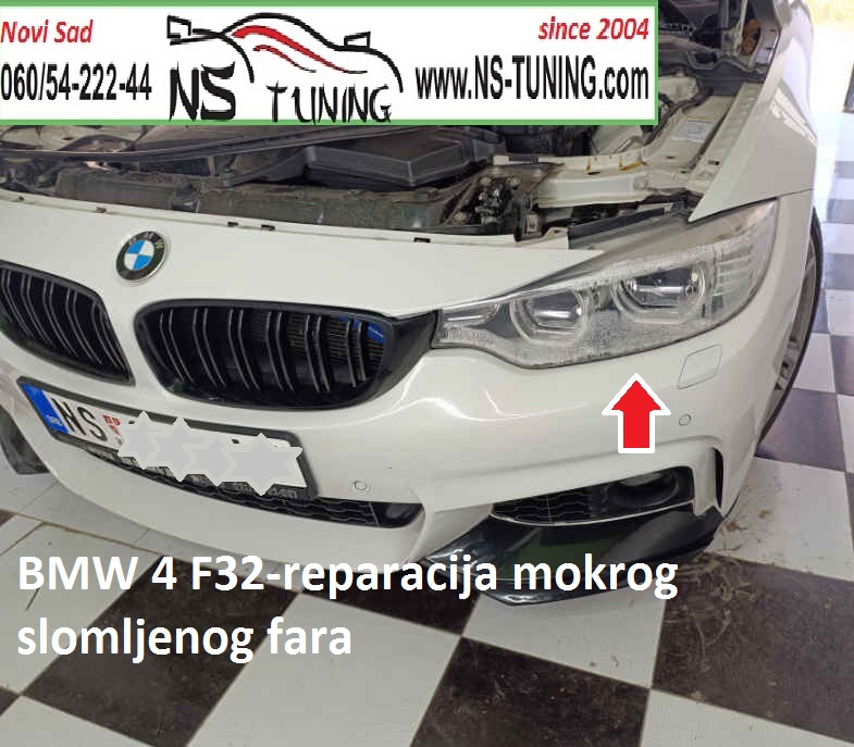 bmw 4 f32 f36 zamena stakla fara slomljeno staklo far mokar reparacija novi sad ns tuning